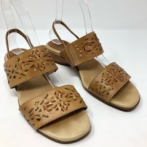 Pikolinos Sandals 38 7.5 Tan Leather Comfort Shoes wedge comfort buckle womens